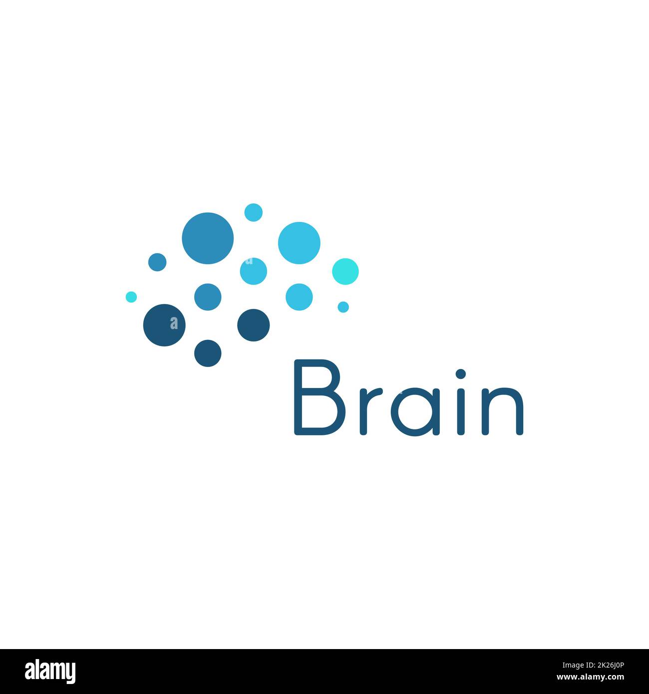 Geniale Gehirn, Abstrakte blaue Kreise in Medizin und Wissenschaft Vektor logo Vorlage. Innovation Entwicklung Bewegung Symbol. Stockfoto