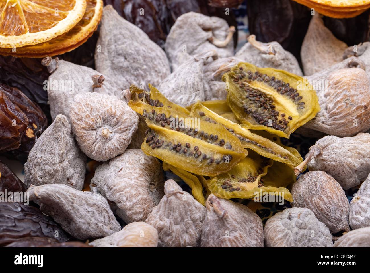 Ein Set getrockneter tropischer Früchte. Stockfoto