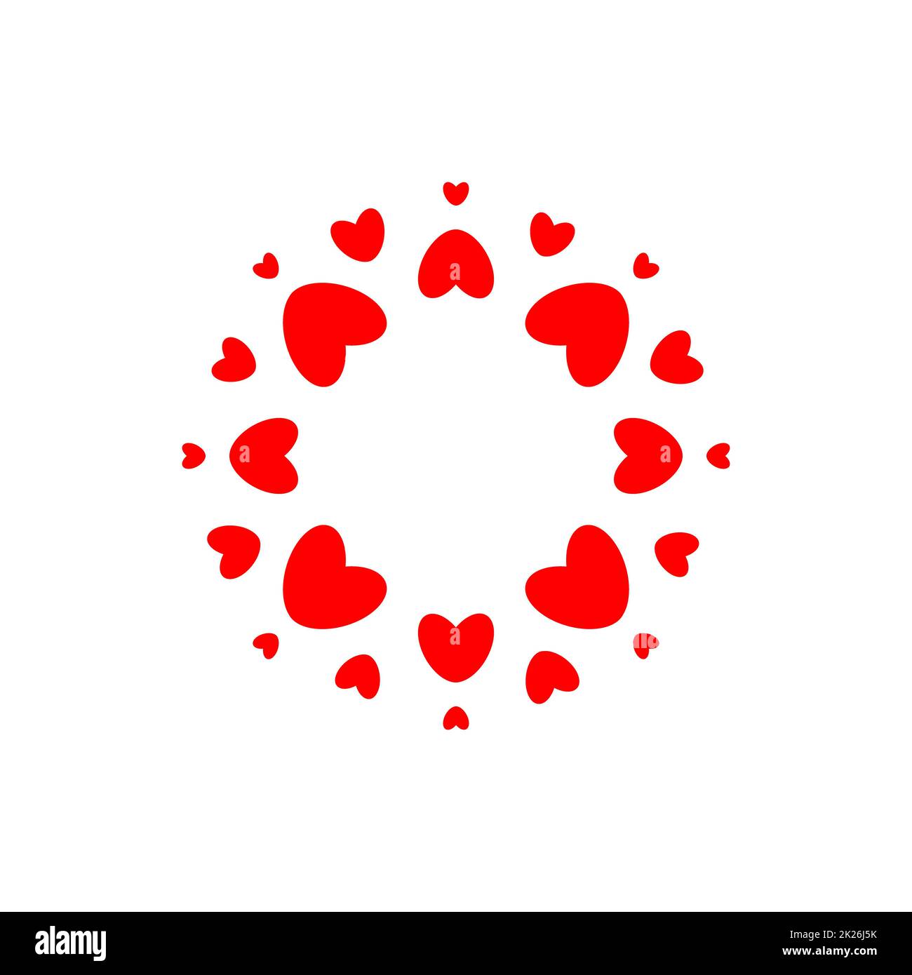 Abstrakte liebe Logo. Kreis der Herzen. Rahmen für die Liebe Foto. Happy Family Symbol. Vektor isoliert Emblem Vorlage auf weißem Hintergrund. Stockfoto