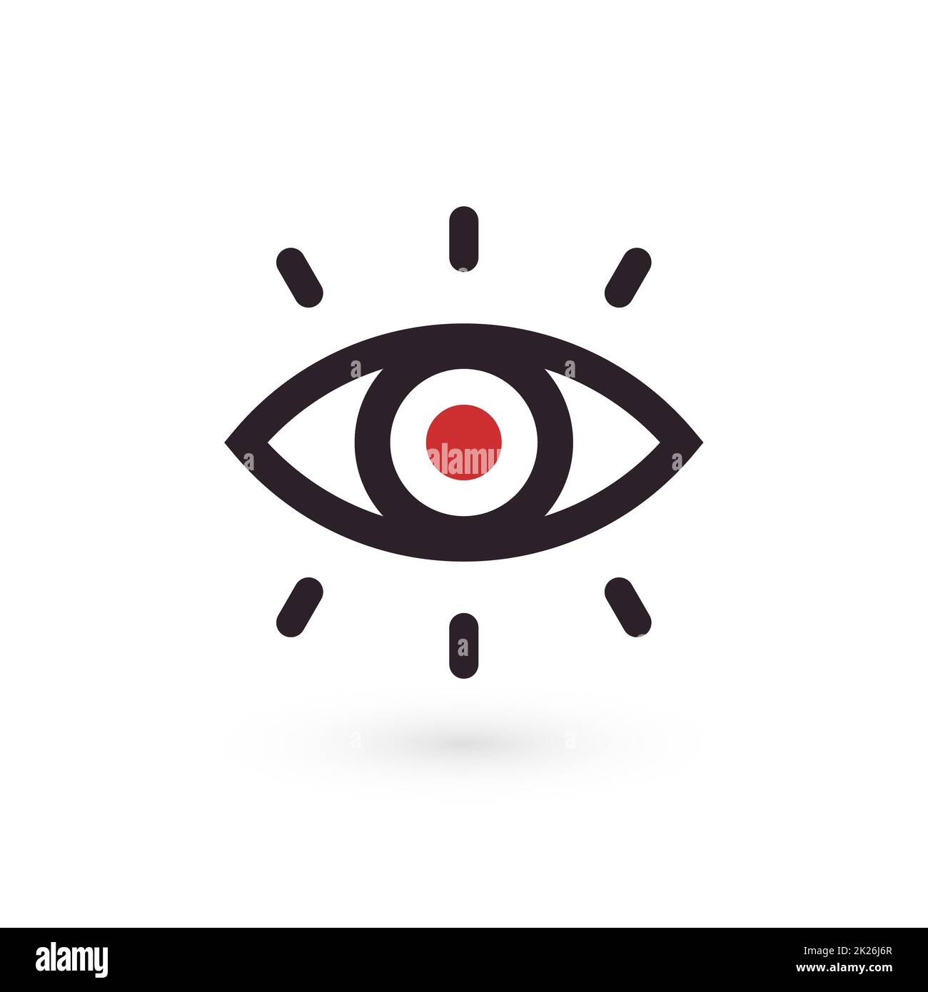 Augenkontur Symbol, linearer Stil, perfekt für Vision Symbol, Eye OP Emblem, Retina Recognition Tech Logo, Optical innovative Developments Logo, CCTV-System Piktogramm, Ideensymbol, Vektor. Stockfoto