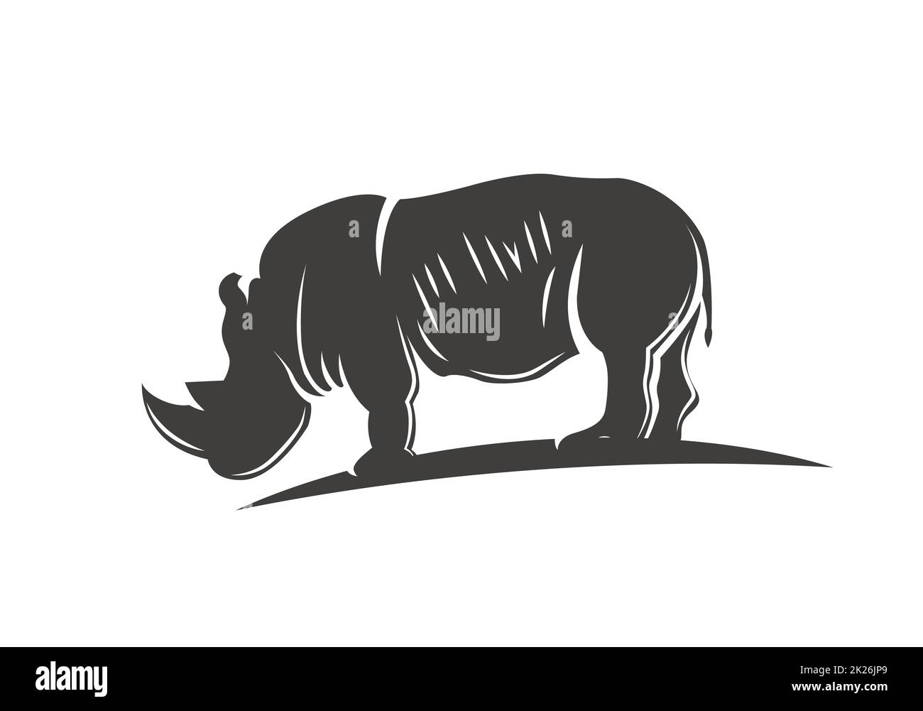 Black Rhino Silhouette. Isolierte Vector Illustration. Stockfoto