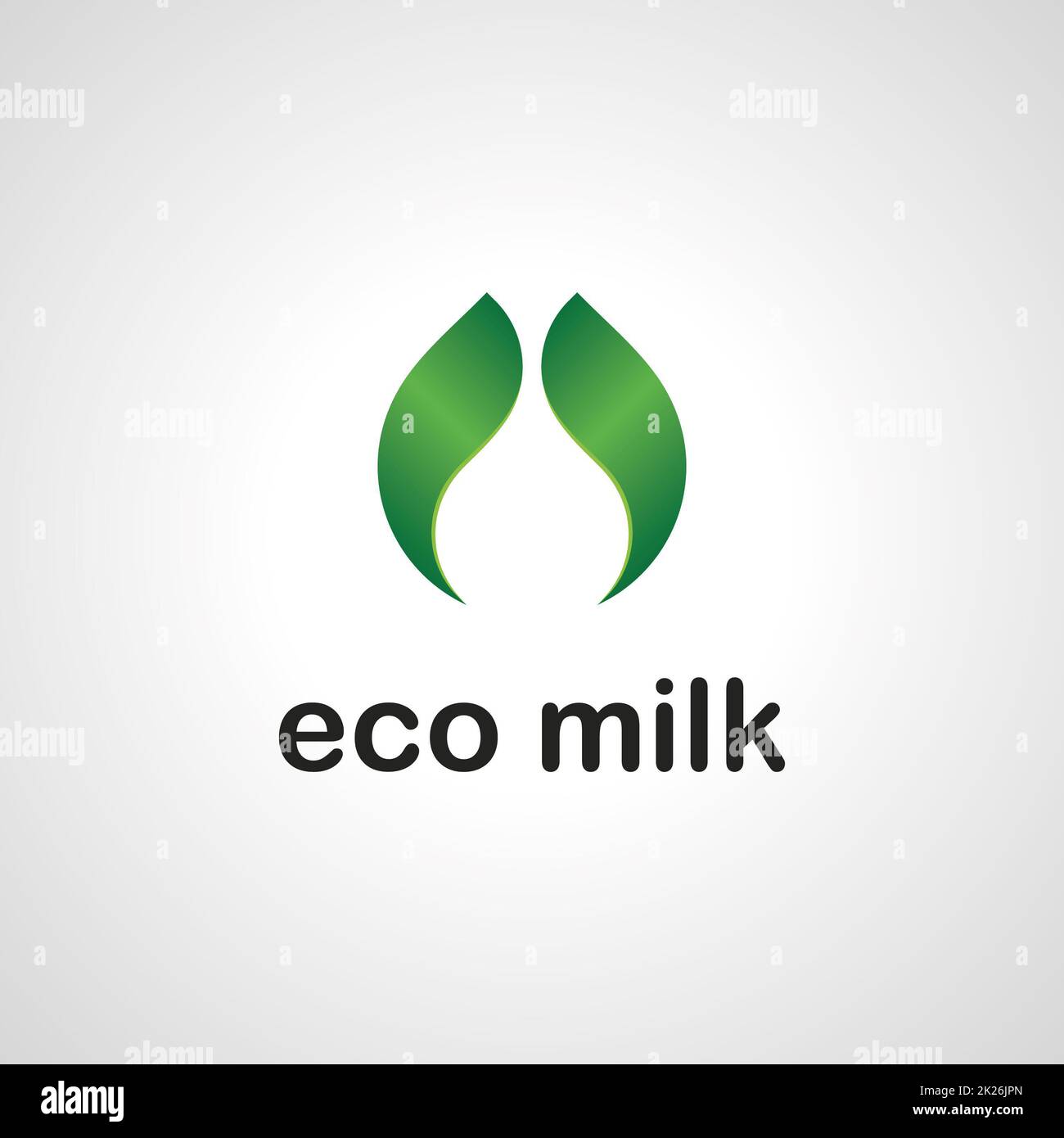 Green leaf Logo. Eco Milch Logo. Organisches Produkt Logo. Stockfoto