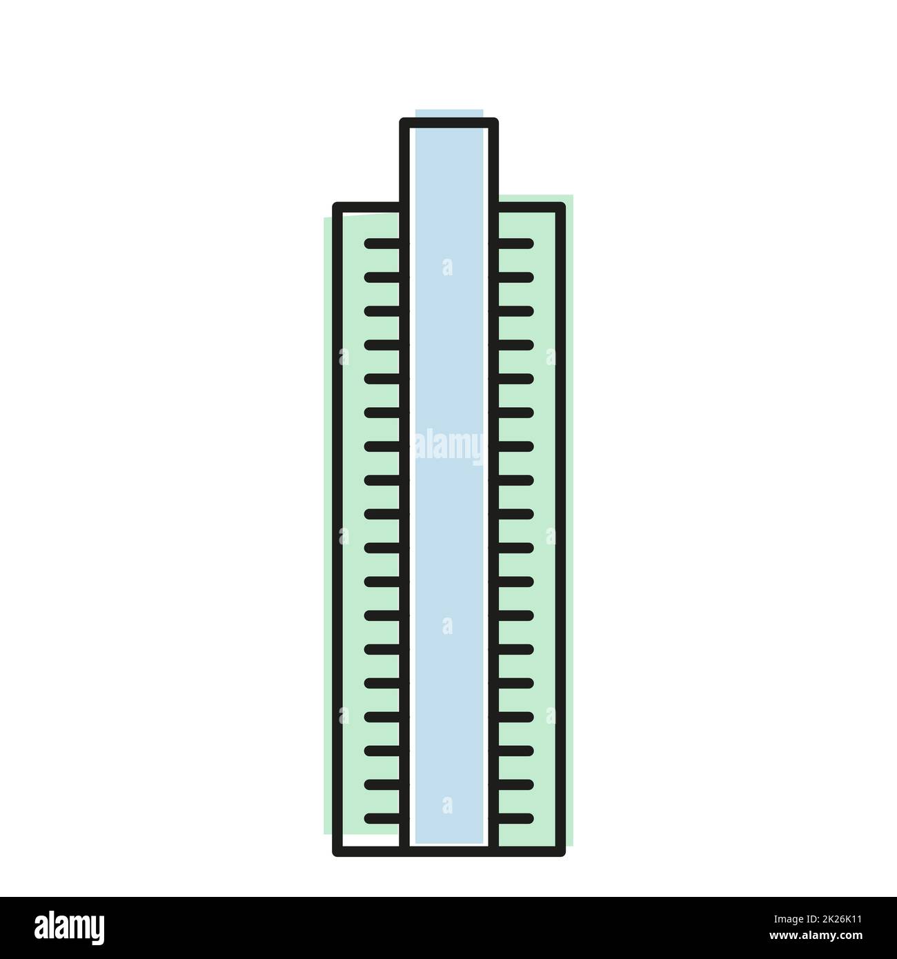 Isolierte blau Wolkenkratzer in Lineart-Stil-Ikone, Bestandteil der urbanen Architektur bauen Vektor-Illustration. Stockfoto