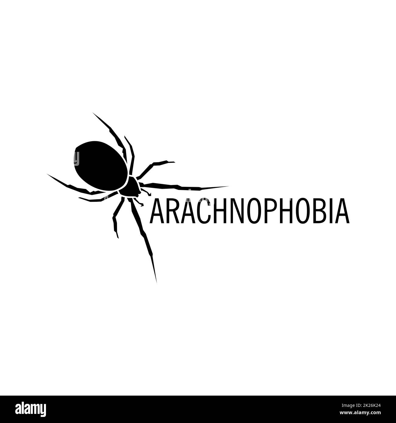 Isolierte Spinne Vektor-Logo. Insekt Abbildung. Arachnophobia. Halloween-Symbol. Stockfoto