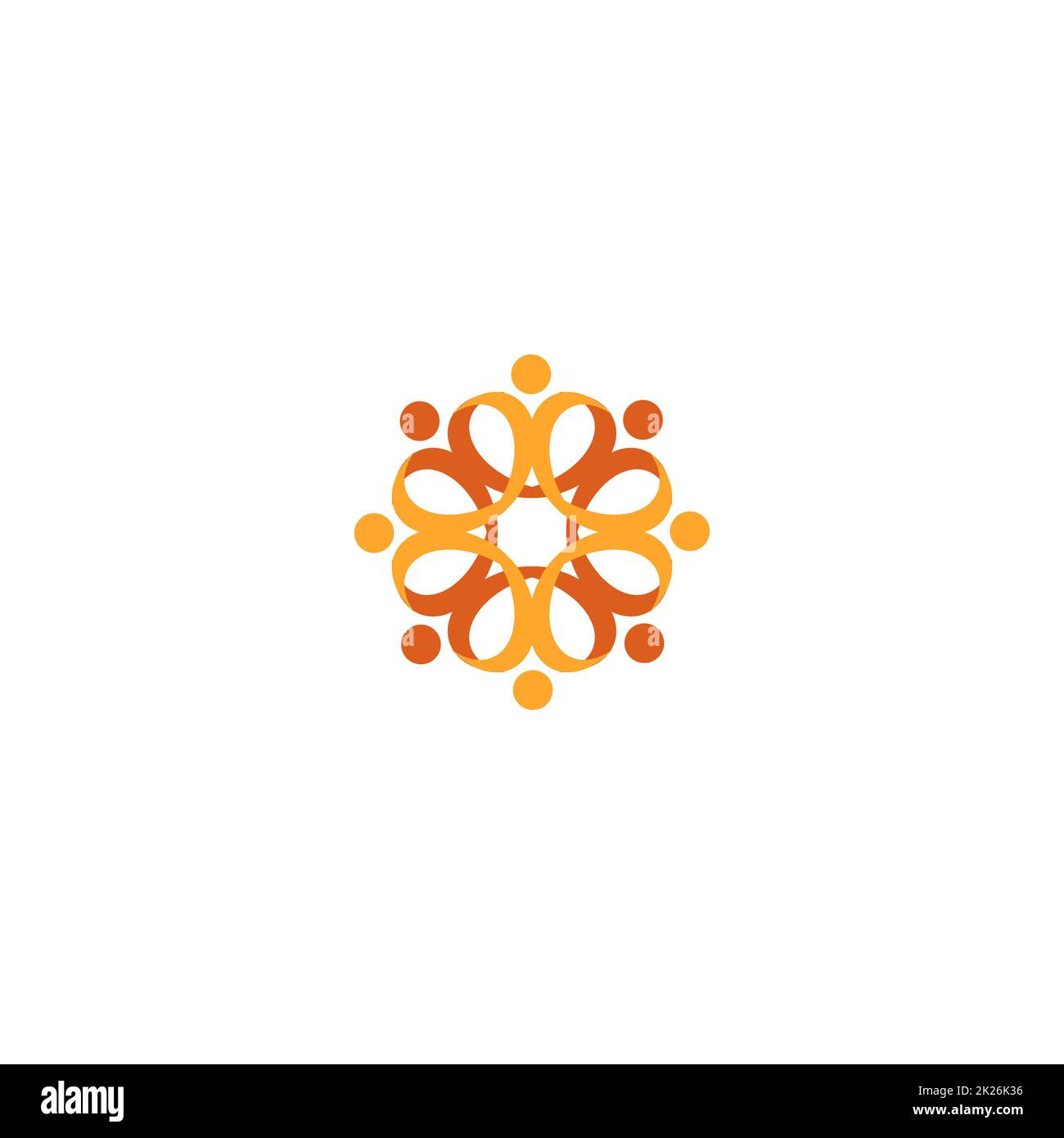 Isolierte bunten Blütenblättern Kontur Logo. Floral dekoratives Element Logo. Runde Form abstrakter Dekoration-Vektor-Illustration. Stockfoto