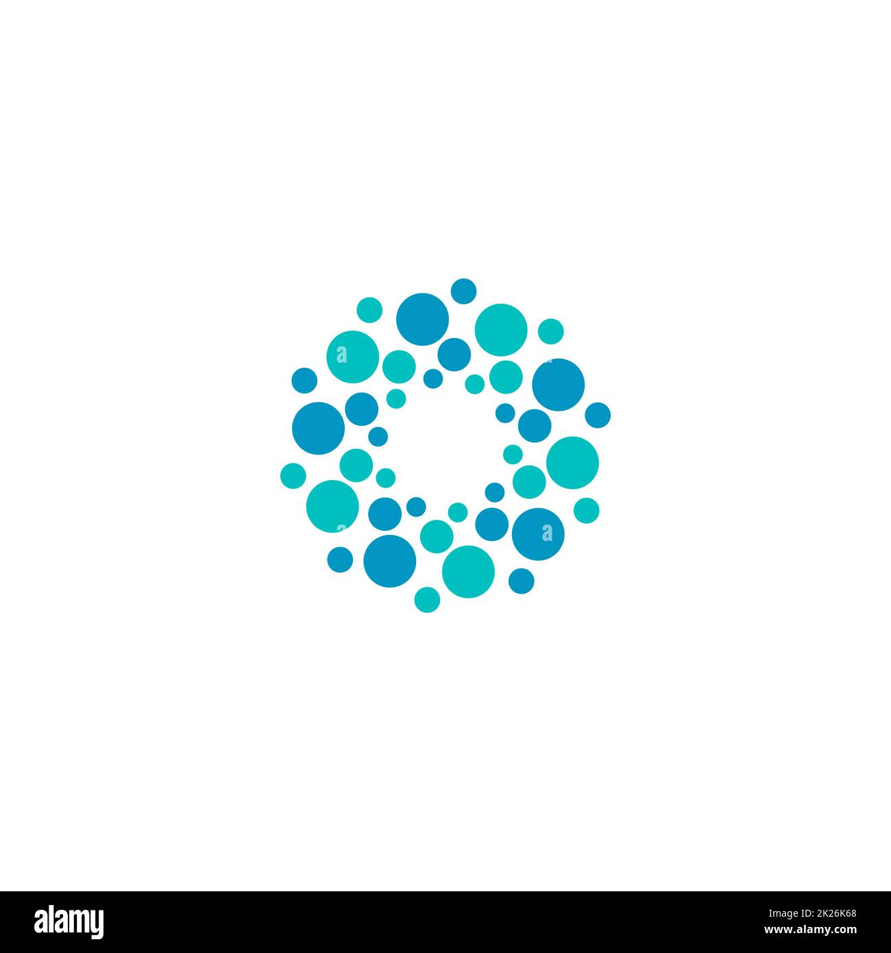 Vektor-isolierte Sonne-Logo-Design-Vorlage. Abstrakte Punkte Symbol. Symbol, runde Form. Stockfoto