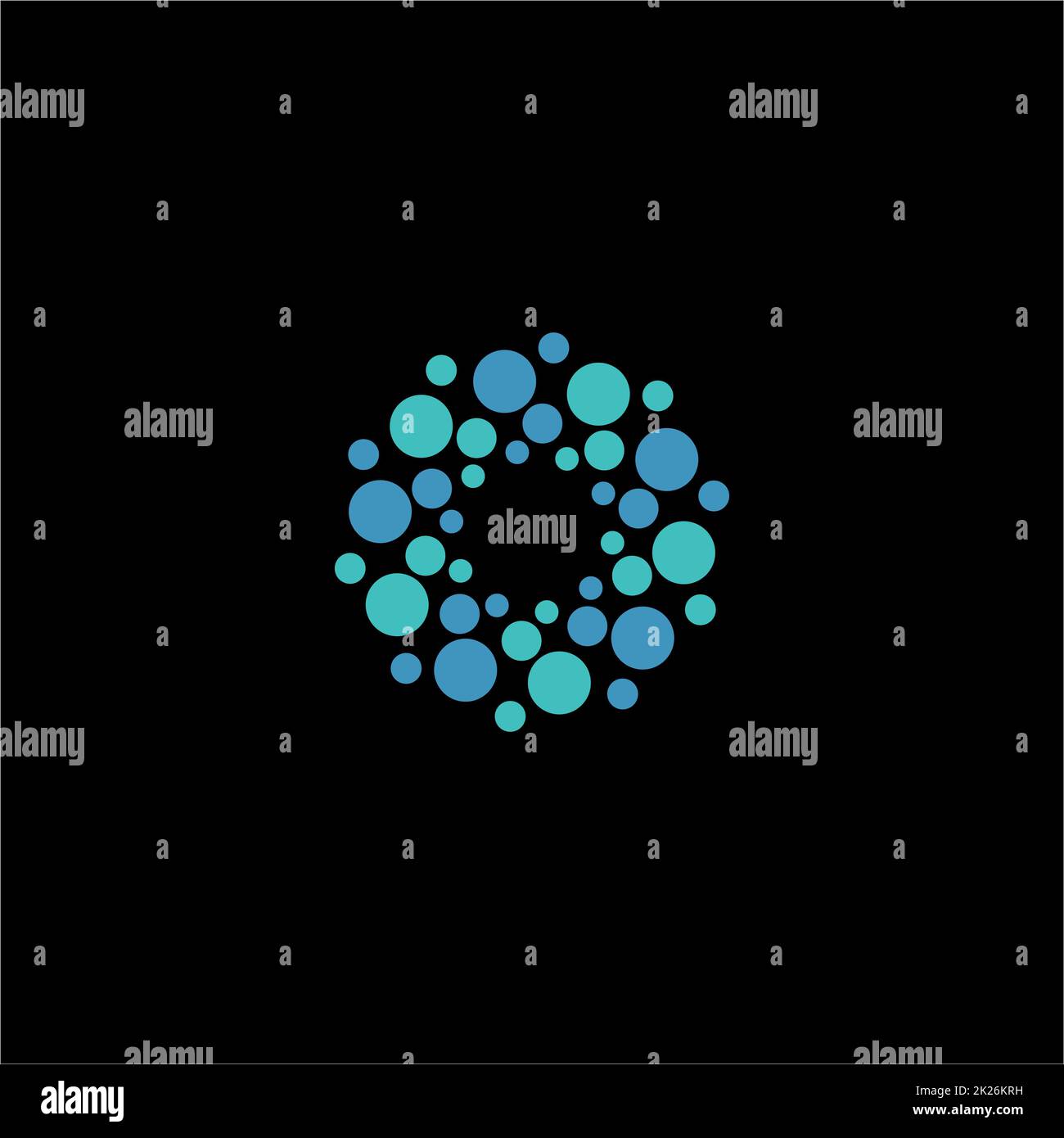 Isolierte abstrakt blau Blume Vektor-Logo. Runde Form molekulare Logo Stockfoto