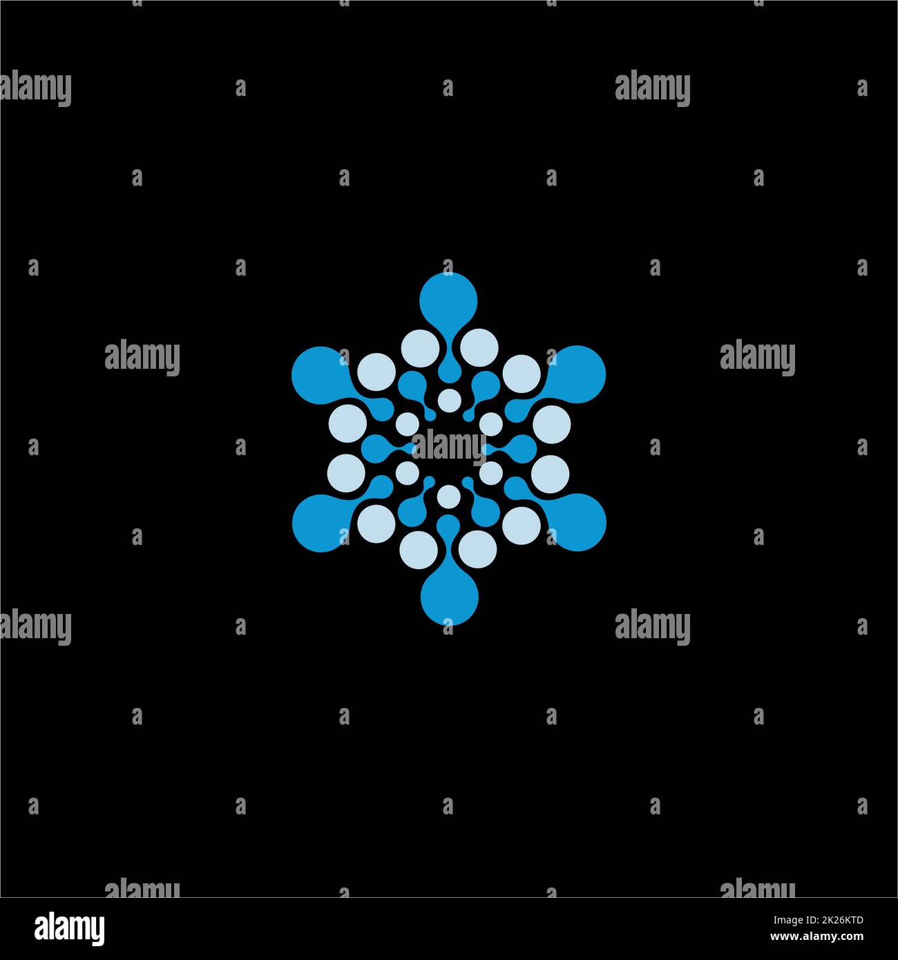 Isolierte abstrakt blau Blume Vektor-Logo. Runde Form Schneeflocke Schriftzug. Stockfoto