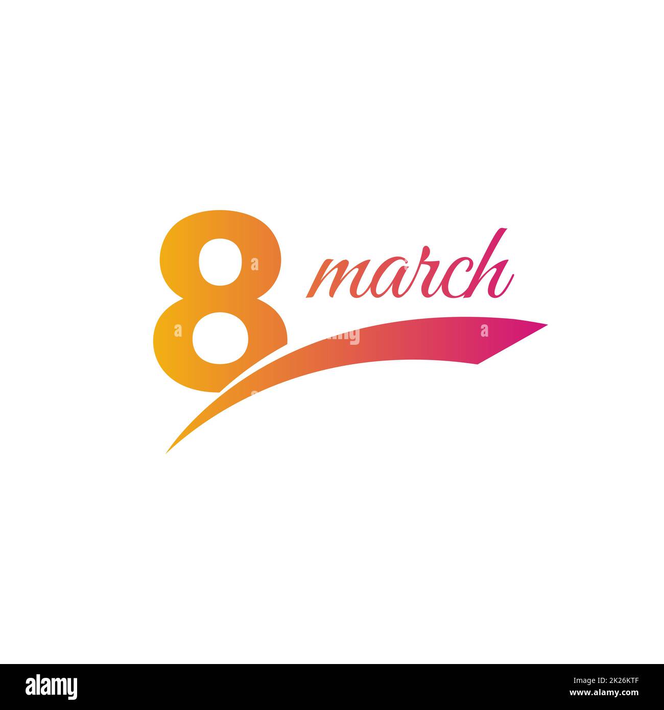 Isolierte goldene Zahl 8 mit dem Wort märzsymbol, Vektordarstellung der internationalen Grußkarte für den Frauentag Stockfoto