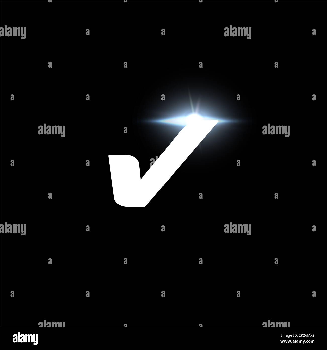 Logo des V-Buchstabens, kräftiger kursiver Buchstabe für Automobil, Speed Race, Sport-Label-Design und dynamisches Monogramm. Futuristisches und raumfüllendes Design. Genehmigtes Schild, Häkchen-Symbol Stockfoto