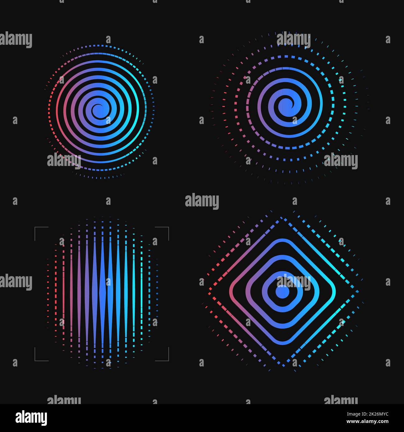 Abstrakte Spirale. Finger Print logo Vorlage. Biometrische Sicherheit System Schriftzug. Auge Scanner Symbol. Vektoren. Stockfoto