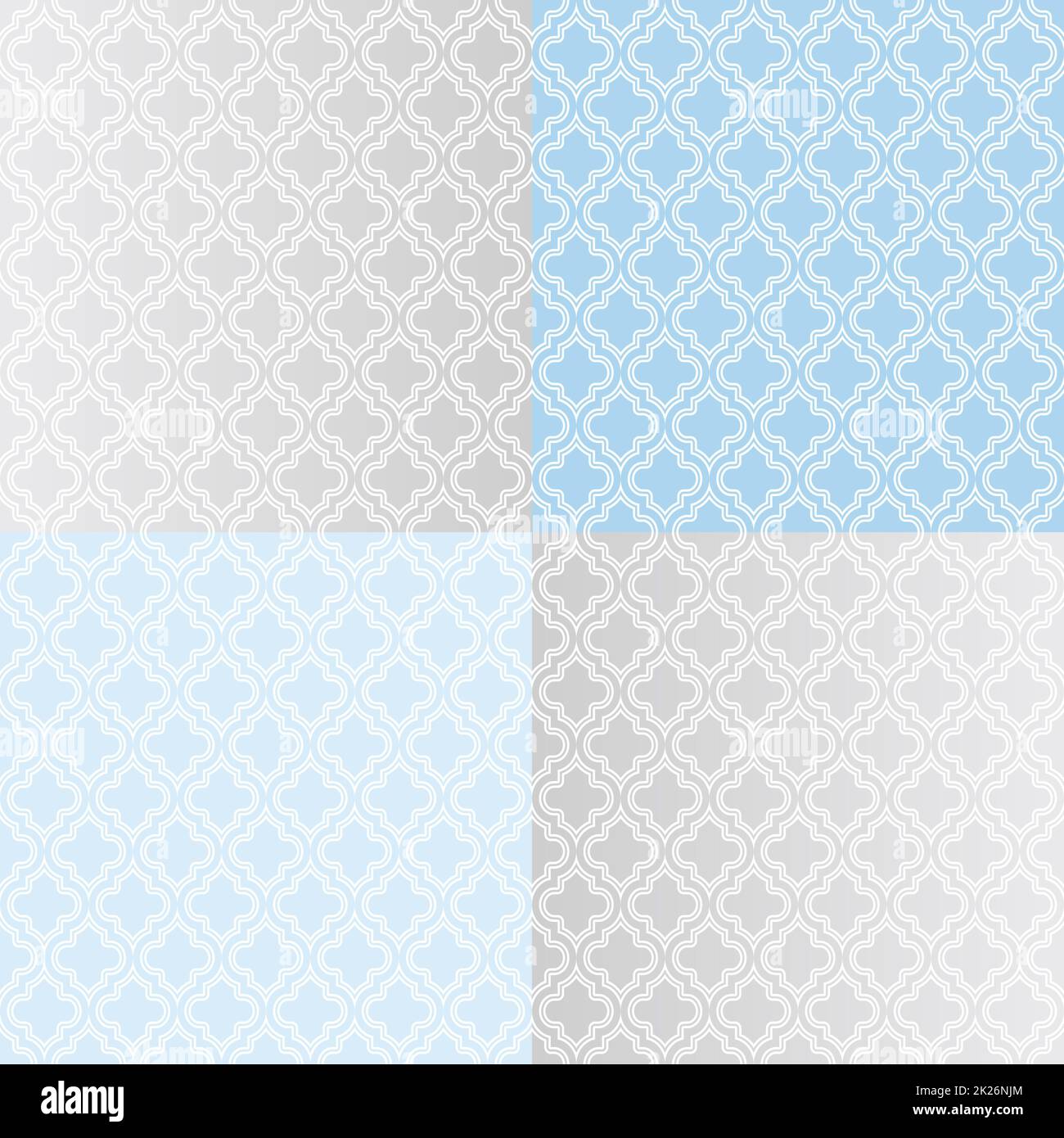 Isolierter abstrakter blauer und violetter Hintergrund. Kreuz in der Rhombus-Mustersammlung. Nahtlose Textur. Designelemente für den Innenraum. Altmodische Tapete. Fliesendekoration. Vektordarstellung. Stockfoto