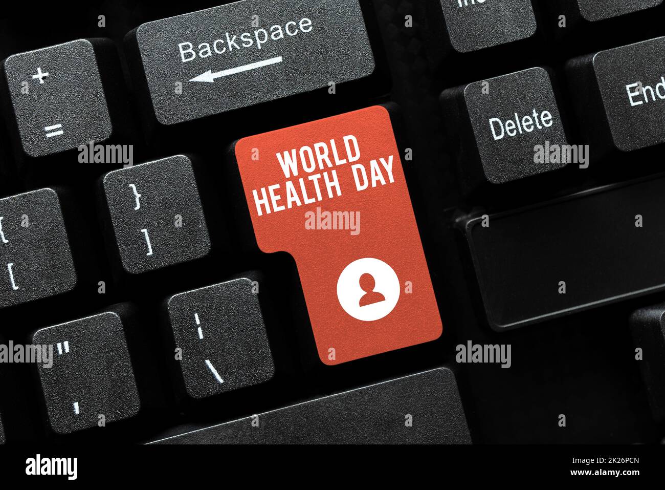 Handschrifttext Weltgesundheitstag. Business Showcase globaler Tag des Gesundheitsbewusstseins wird jedes Jahr am 7. April gefeiert und wiederholt Download History Files und Online-Registrierungsformulare Stockfoto