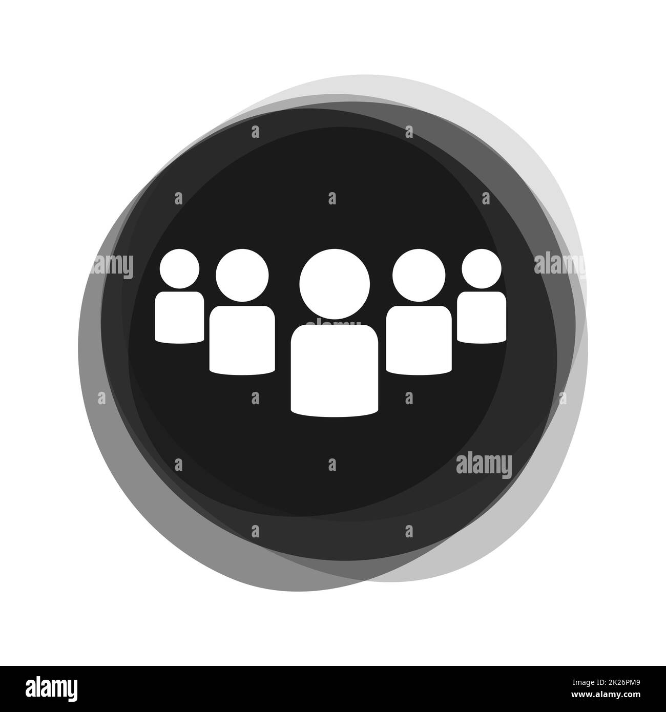 Schwarzgraue Schaltfläche, die Gruppe oder Community anzeigt Stockfoto