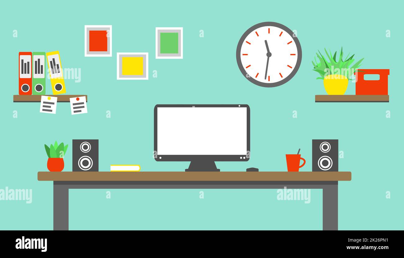 Arbeiten von zu Hause aus – Home Office Workstation Stockfoto