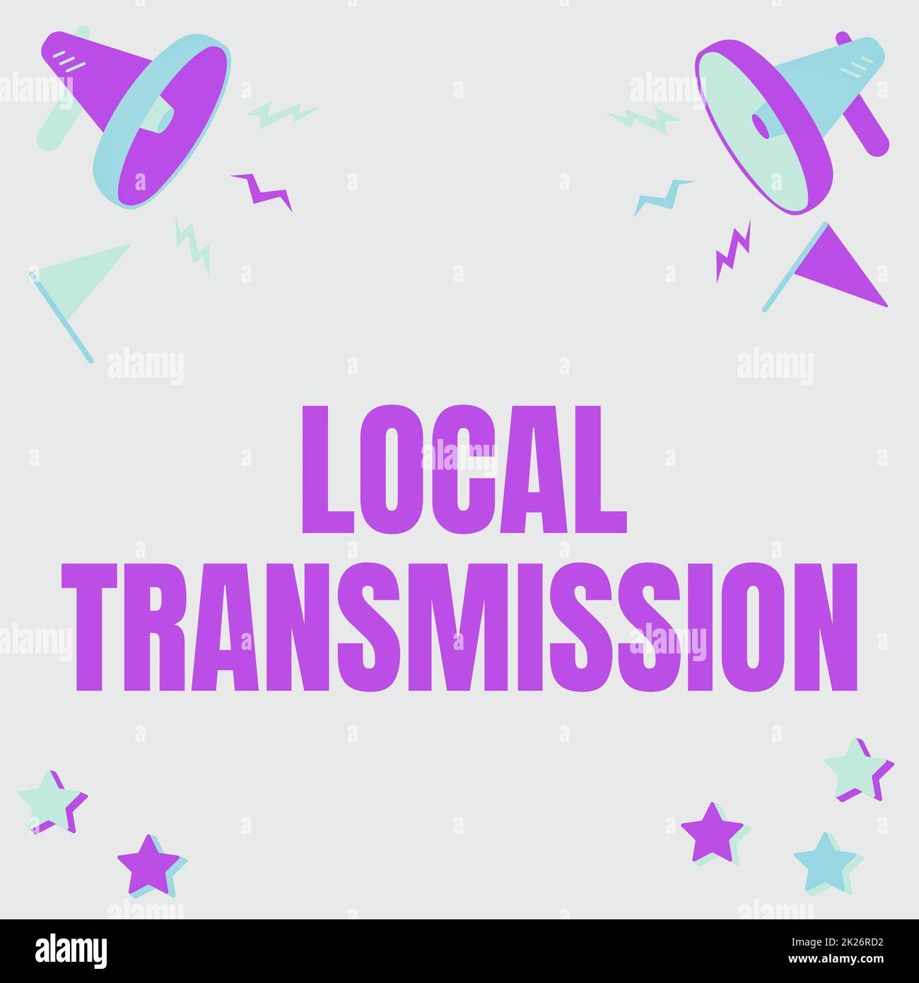 Schreiben mit Anzeige des Textes Lokale Übertragung. Konzept, das von einem bestimmten Ort stammende, geclusterte Infektionsfälle bedeutet Tablet-Zeichnung mit Megaphone Neue Ankündigung an Eine Chat-Box. Stockfoto