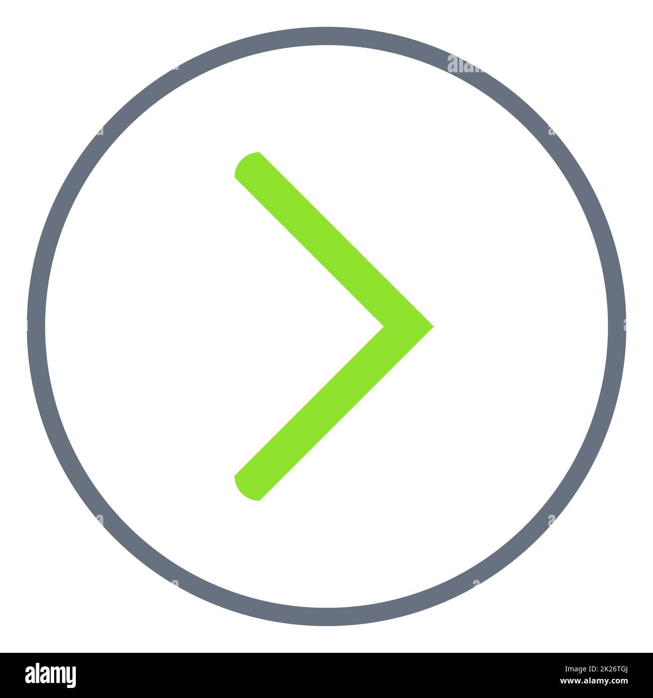 Grauer Kreis mit grünem Pfeilsymbol Stockfoto