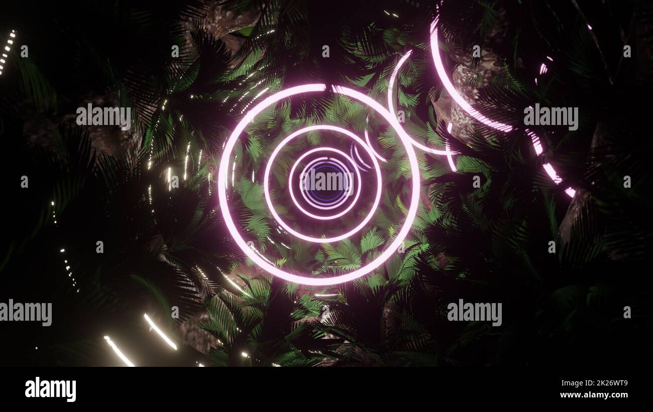 Palme In Light Neon Stockfoto