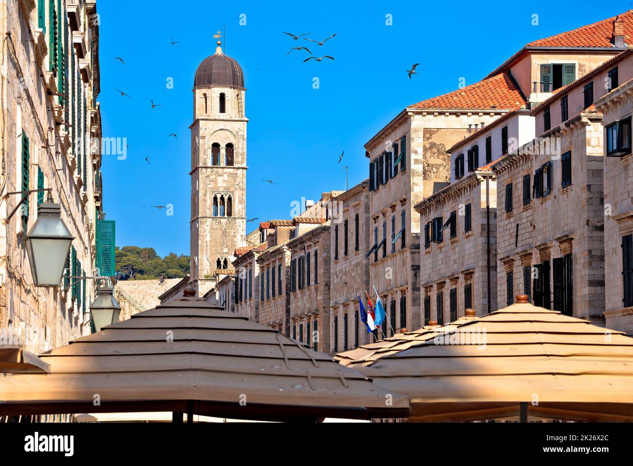 Blick auf die berühmte Stradun Street in Dubrovnik Stockfoto