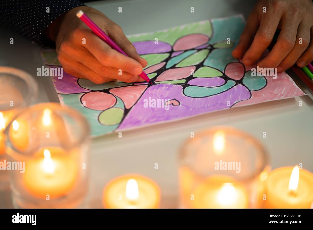 Kreative Spirituelle Praxis. Neurographische Meditation Stockfoto