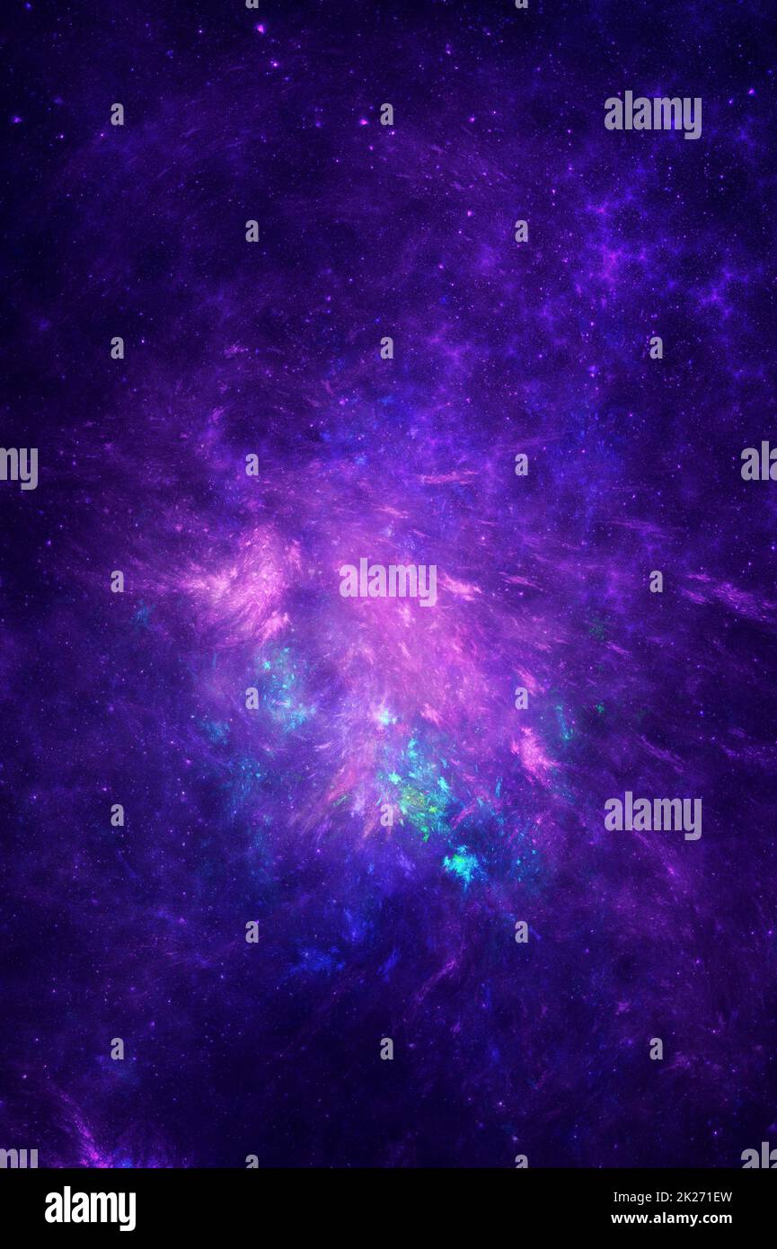 Nebel und Galaxien im Weltraum. Abstrakter Kosmos Hintergrund Stockfoto
