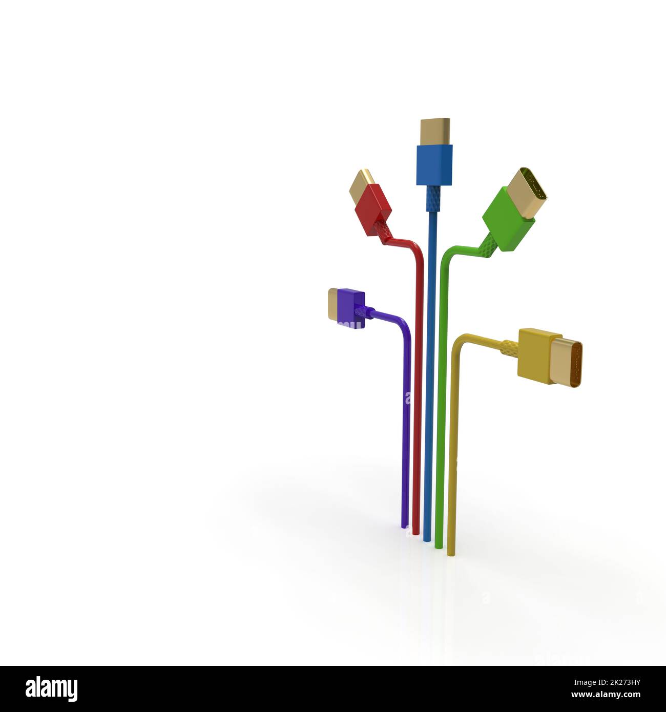 das 3D-Rendering des USB-KABELSYMBOLS isoliert mit klarem Hintergrund Stockfoto