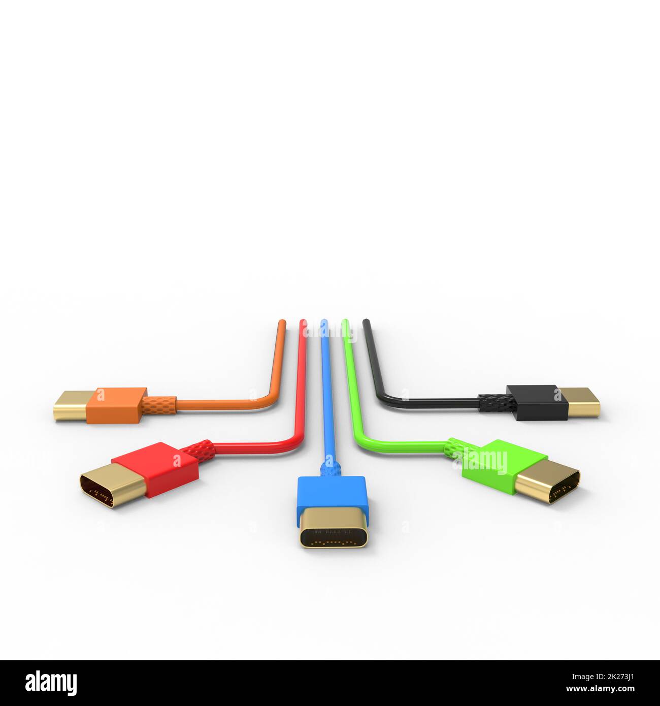 das 3D-Rendering des USB-KABELSYMBOLS isoliert mit klarem Hintergrund Stockfoto