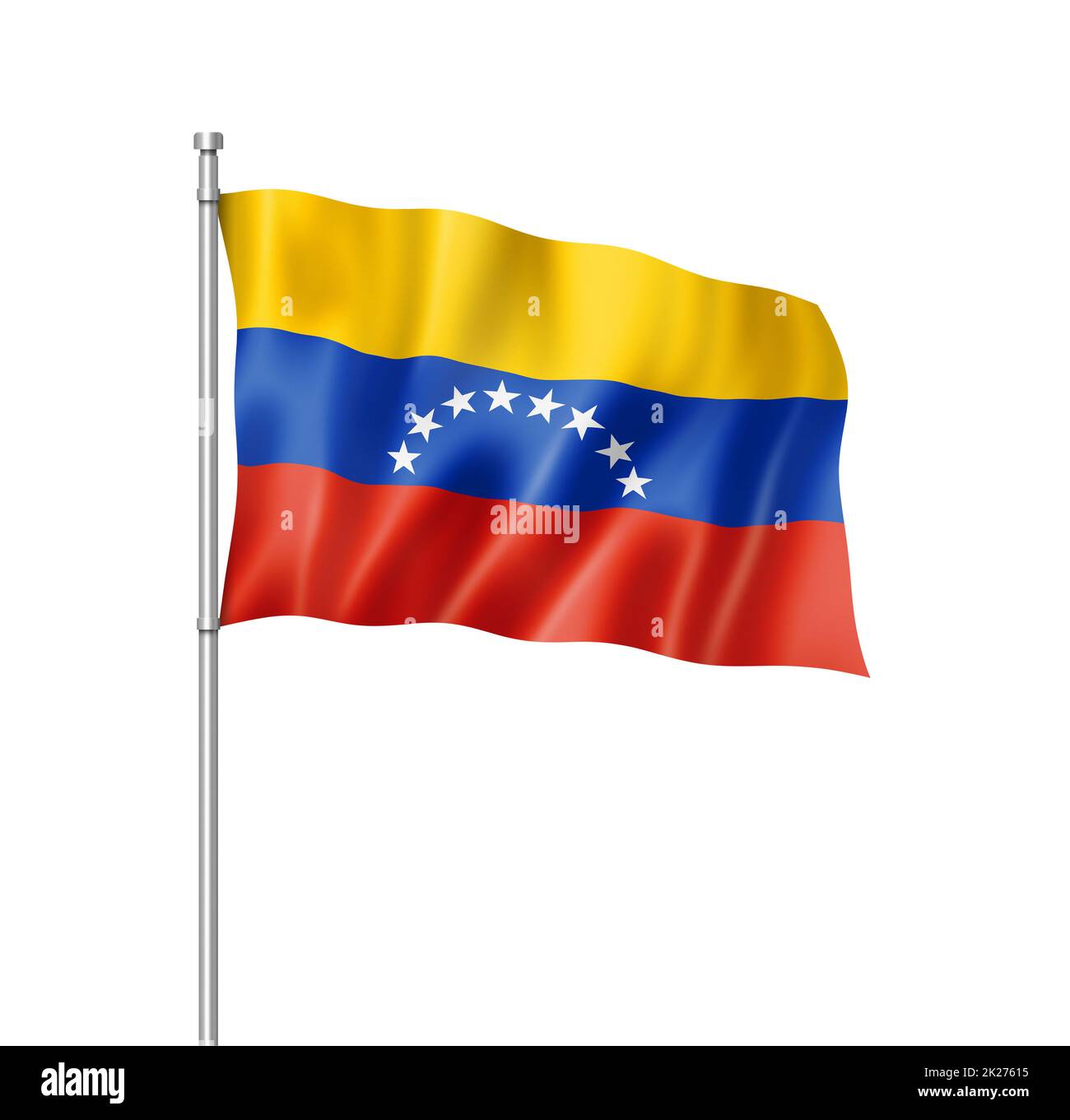 Venezolanische Flagge isoliert auf Weiß Stockfoto