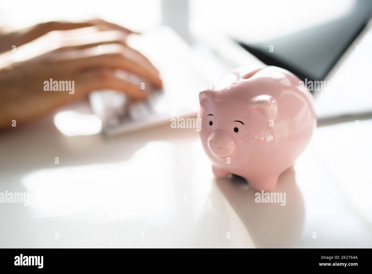 Sparen Sie Geld In Piggybank. Finanzbudget Wird Gespeichert Stockfoto