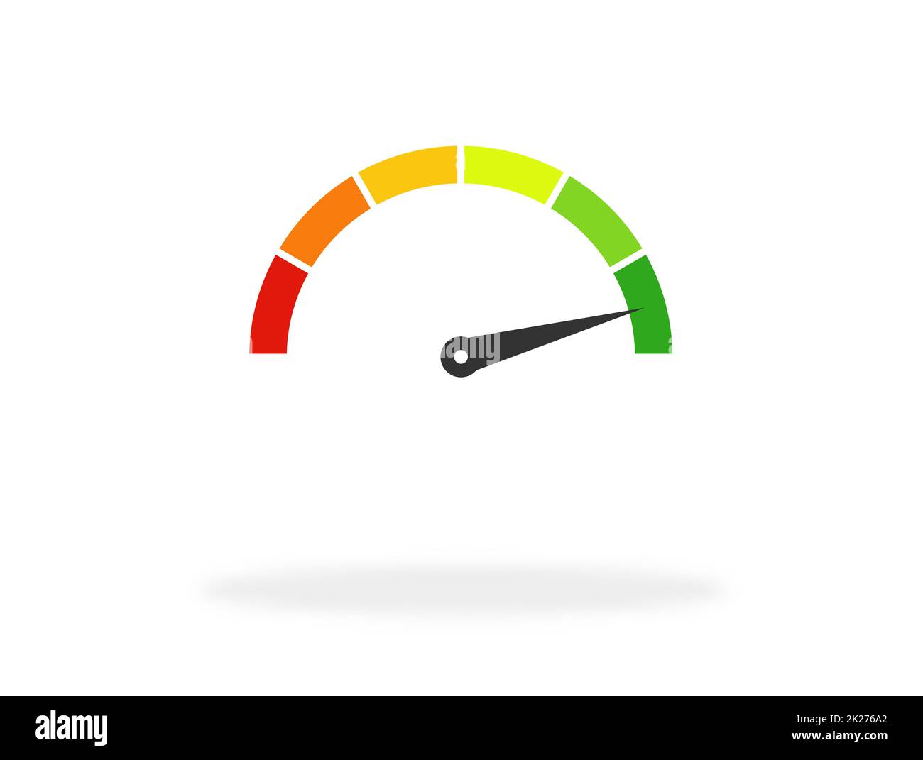 Tachometer zeigt Spitzenleistung, hohe Geschwindigkeit oder beste Kundenzufriedenheit Stockfoto