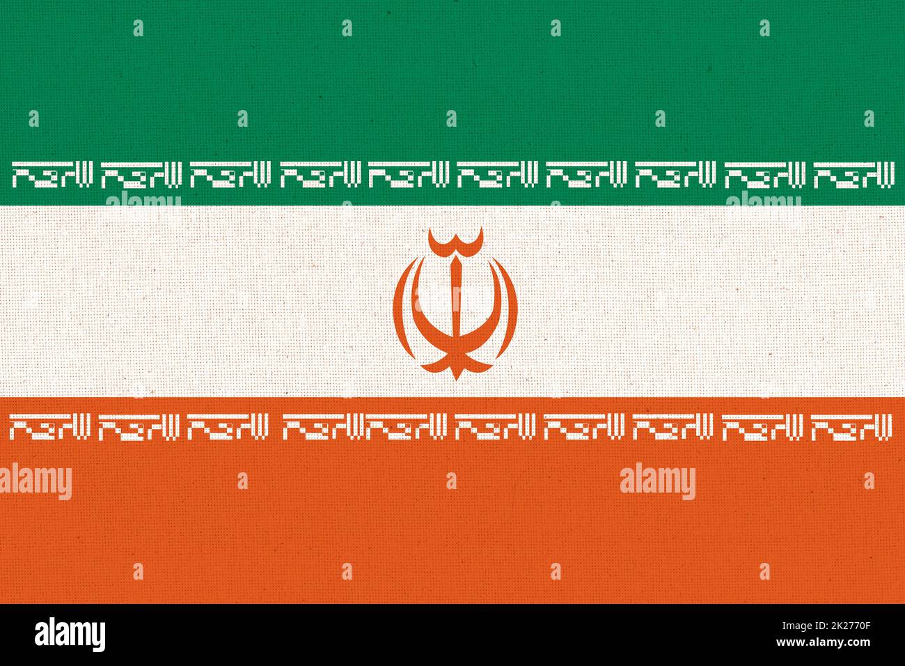 Iranische Flagge. Iranische Nationalflagge auf der Stoffoberfläche Stockfoto