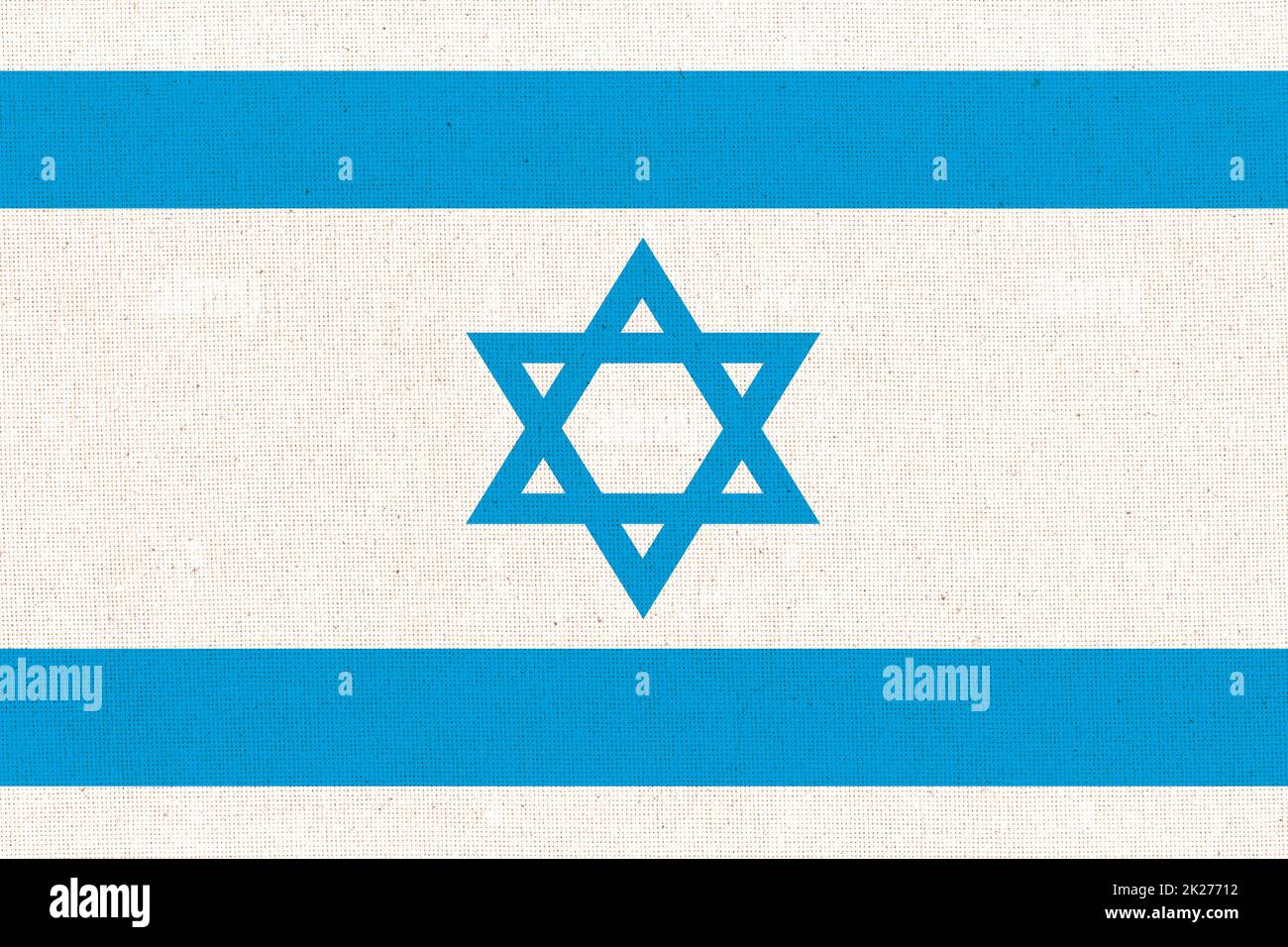 Flagge Israels. Israelische Staatsflagge auf der Stoffoberfläche Stockfoto