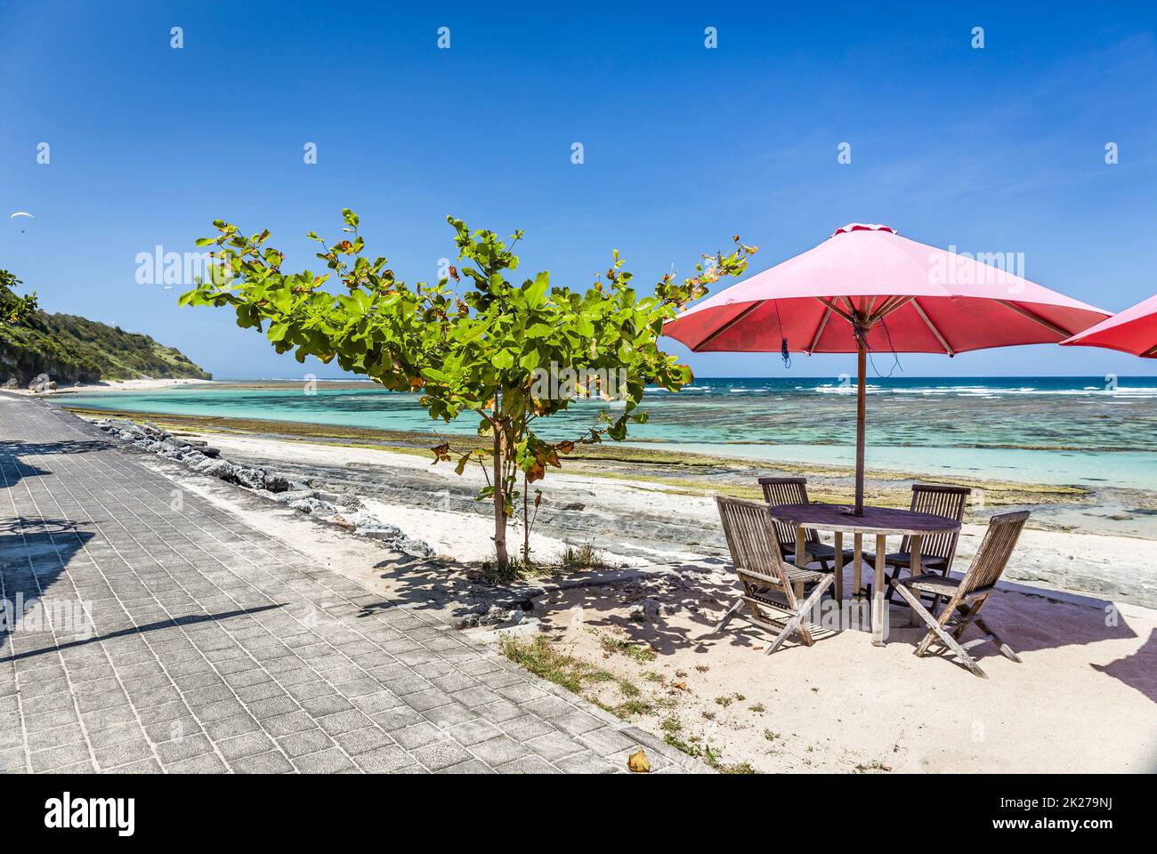 Malerische balinesische Landschaft am Strand von Pandawa Stockfoto
