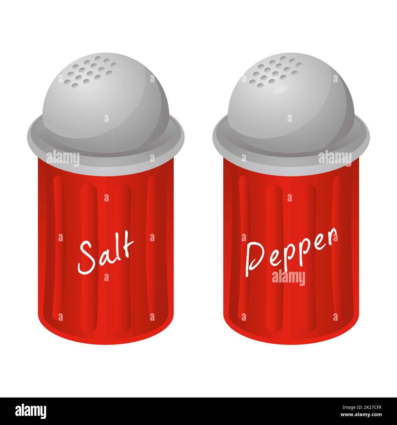 Realistische Salz- und Pfefferbehälter auf weißem Hintergrund - Vektor Stockfoto
