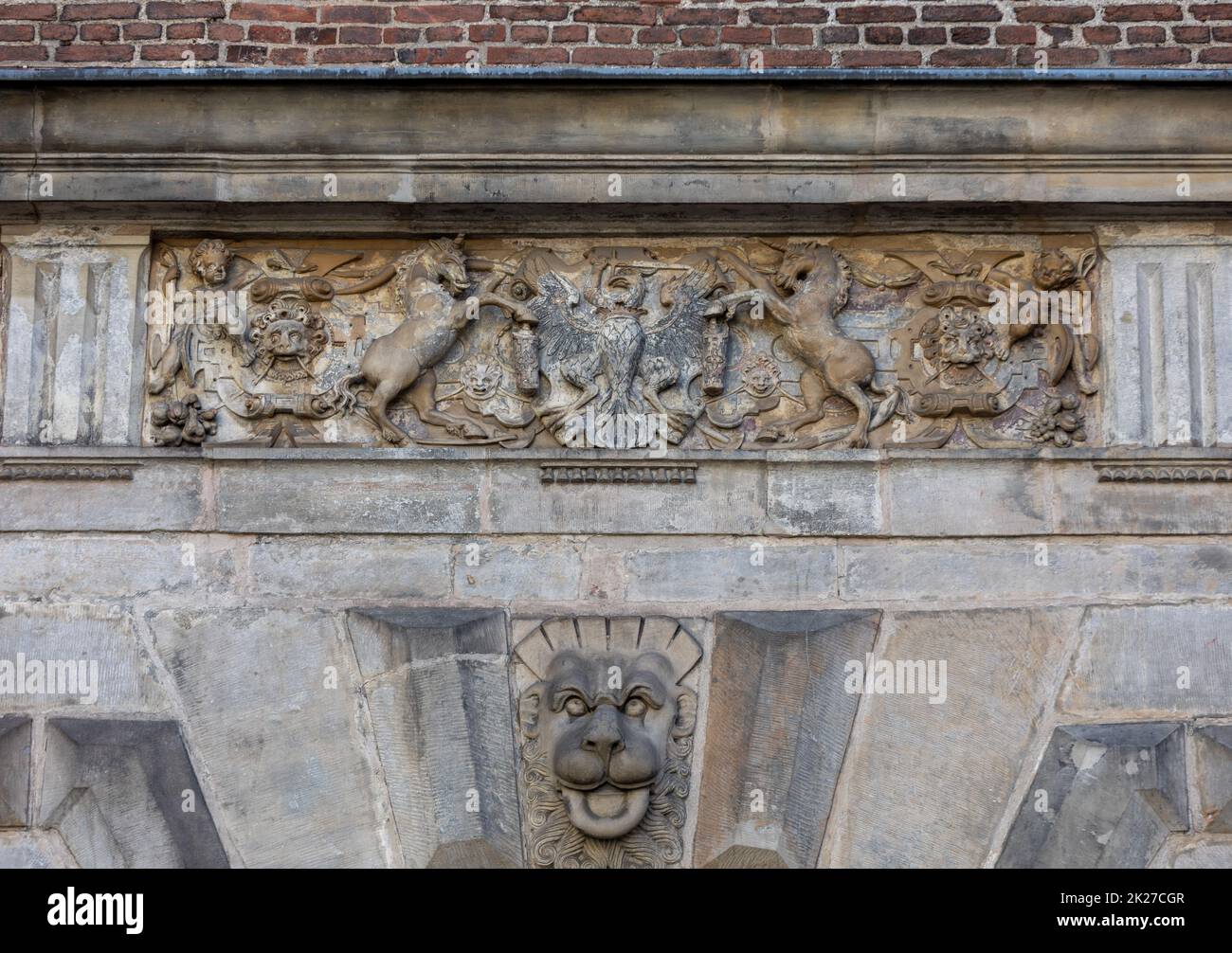 Danzig, Polen. Die Fassaden der restaurierten Patrizierhäuser GdaÅ„sk auf dem Long Market Stockfoto