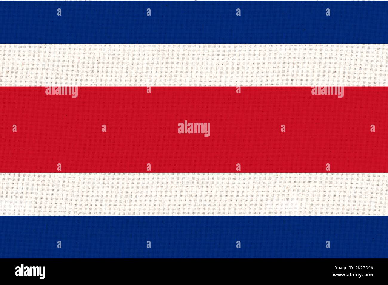 Flagge der Republik Costa Rica. Costa-Rica-Flagge auf Stoffoberfläche Stockfoto