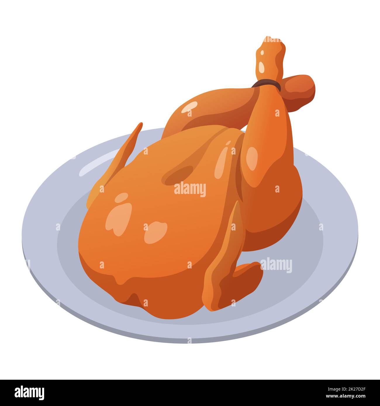 Realistisches gekochtes Hähnchen auf weißem Hintergrund - Vektor Stockfoto