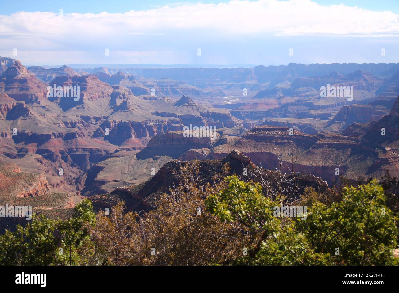 Der Blick von einem Aussichtspunkt im Grand Canyon-Nationalpark Stockfoto