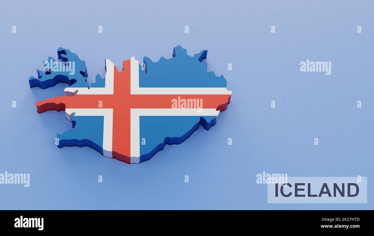 Abbildung der Island-Karte 3D. 3D Rendern von Bildern und Teilen einer Serie. Stockfoto