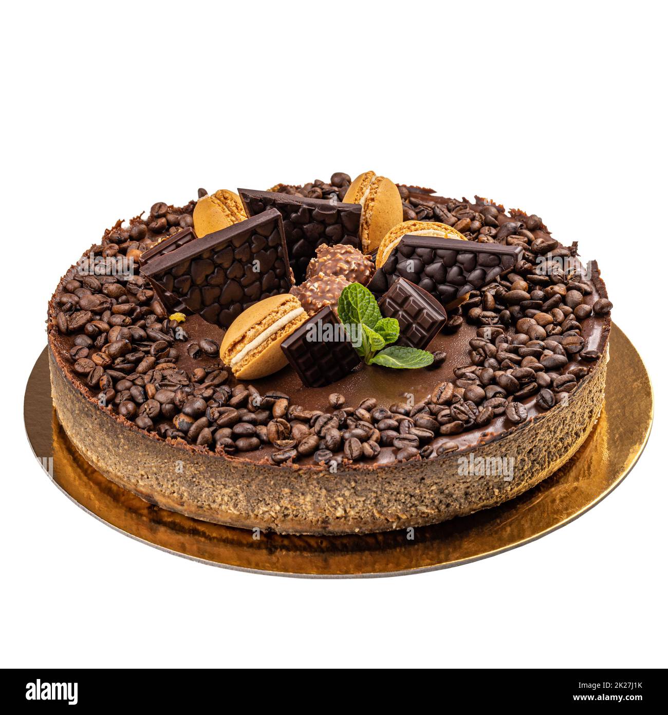 Schokoladenkuchen mit geschmolzener Schokolade Stockfoto