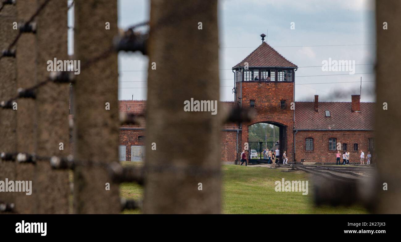 Auschwitz Historisches Tor I Stockfoto