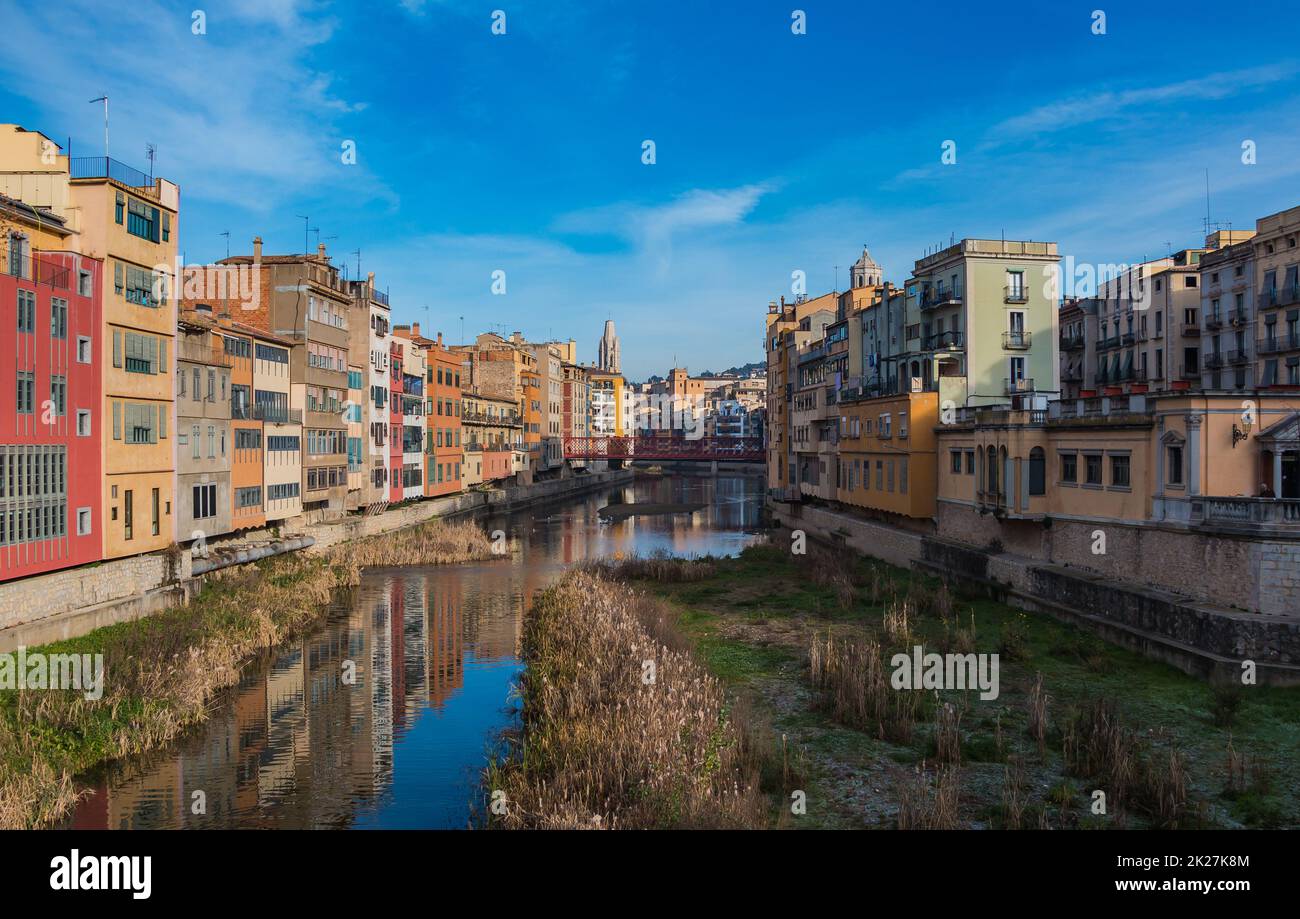 Girona River Onyar Stockfoto
