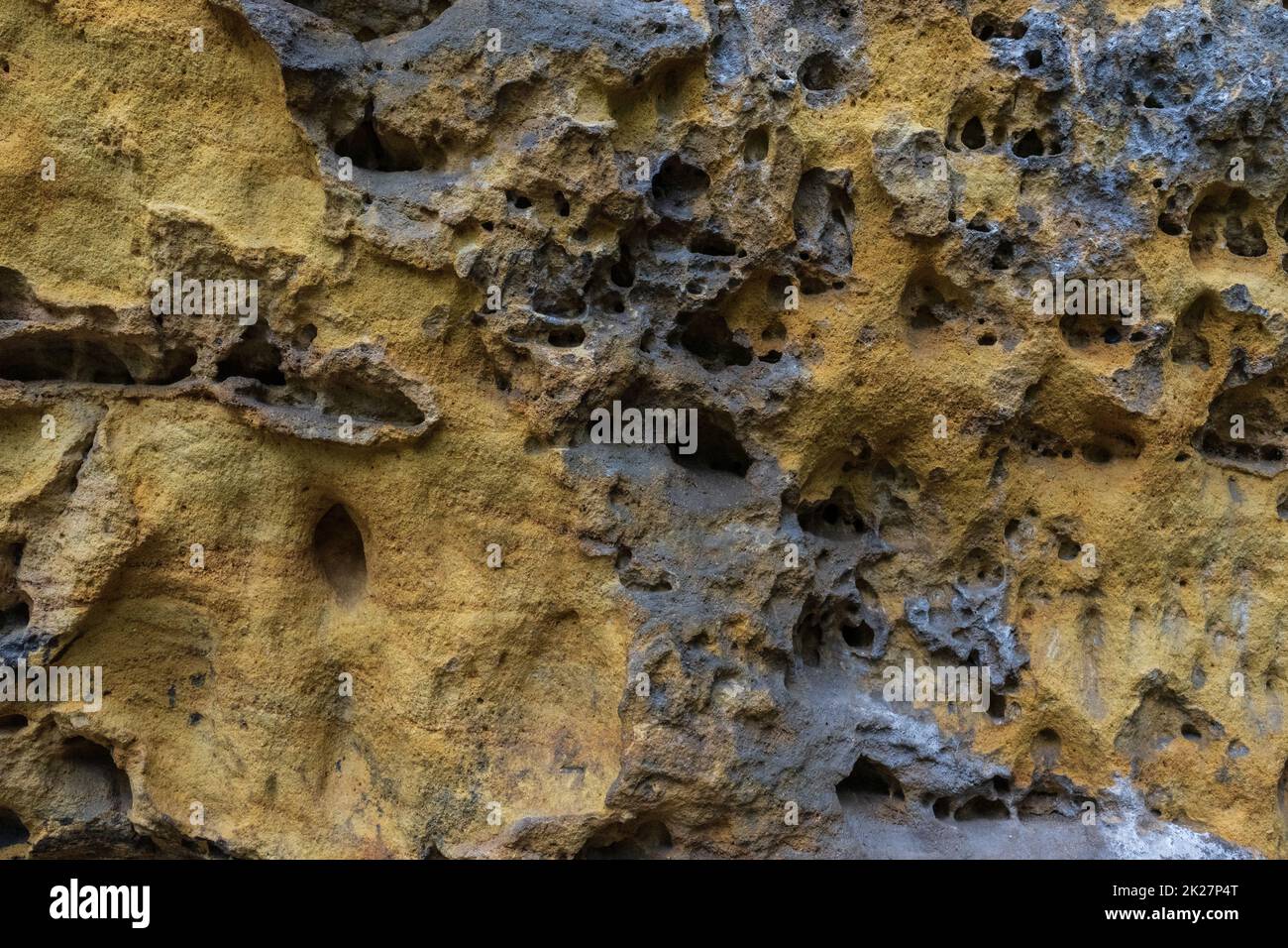 Die Struktur des Sandsteins. Natürliche Erosion. Hintergrund. Stockfoto