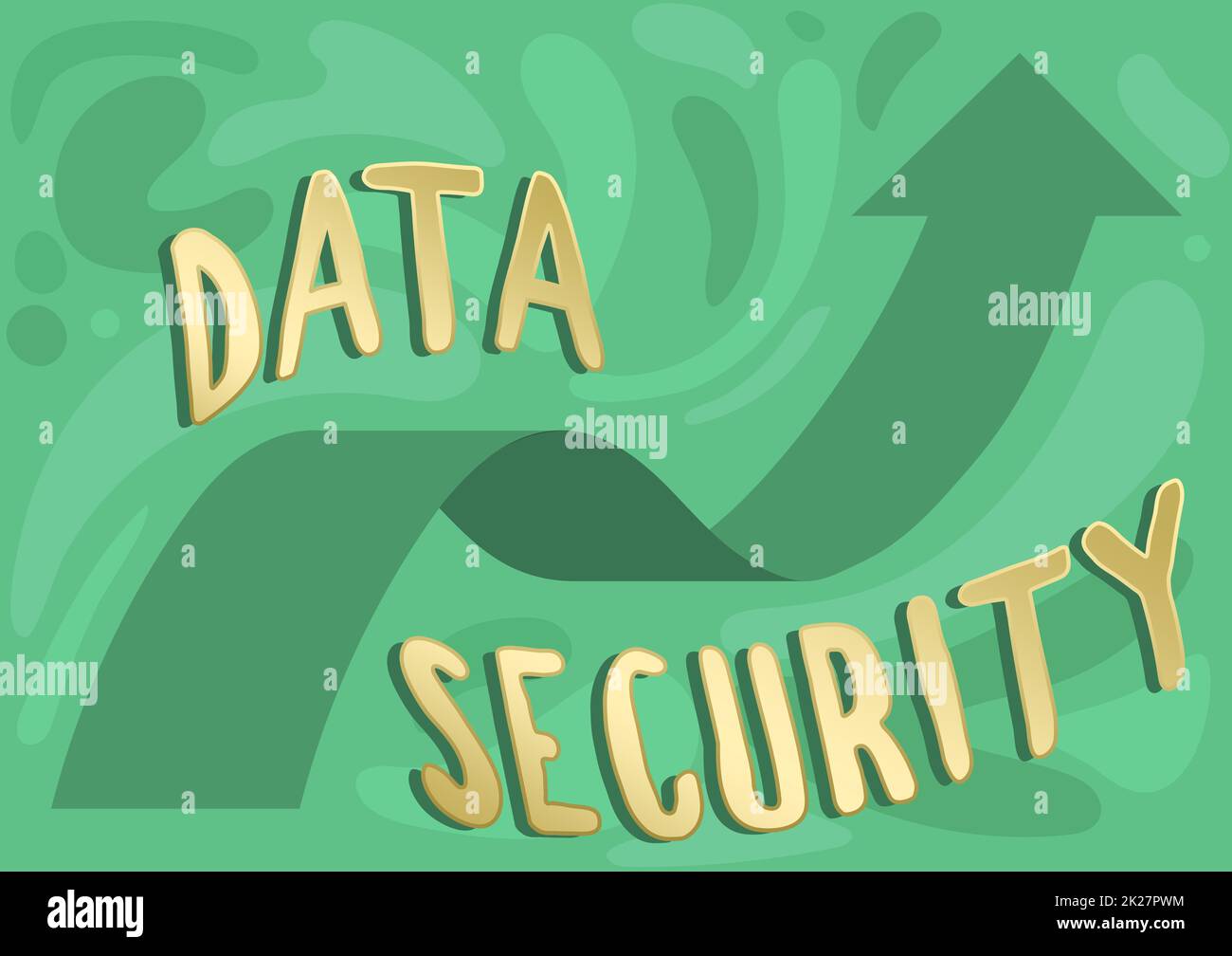 Textzeichen für Datensicherheit. Die Geschäftsidee schützte wichtige persönliche Daten vor unbefugtem Zugriff. Abbildung: Pfeil schwimmt reibungslos in Richtung Sky High. Stockfoto