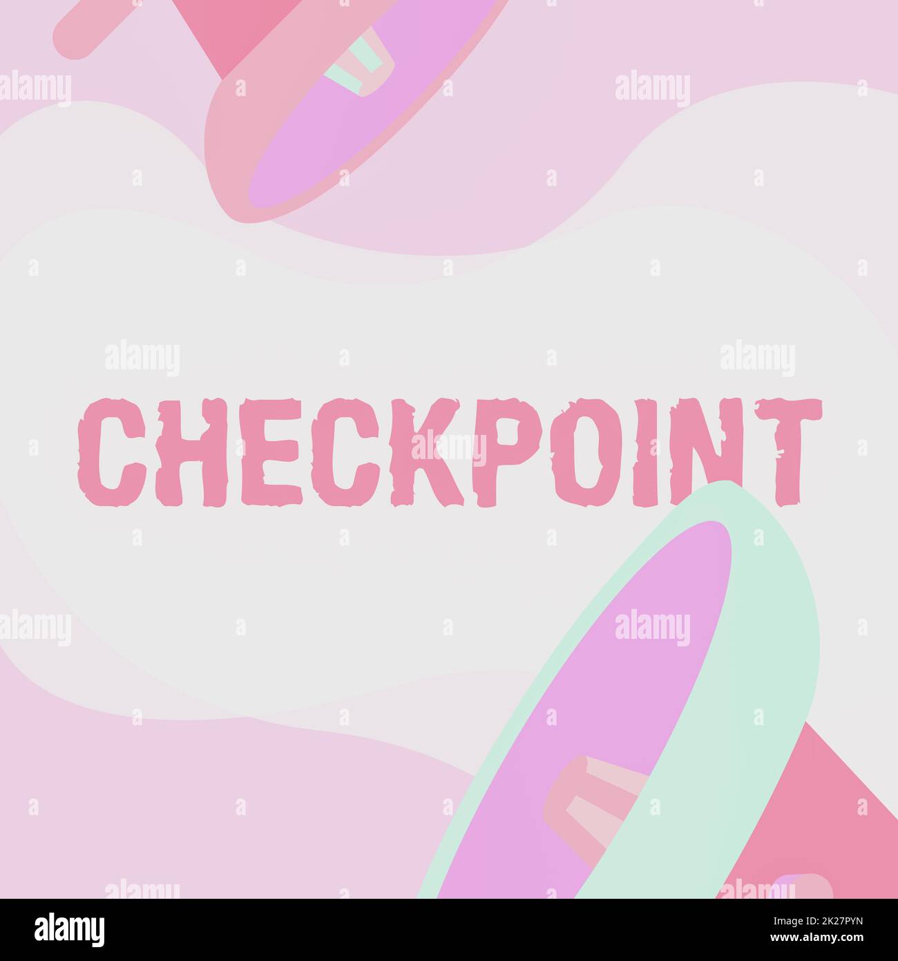 Konzeptionelle Beschriftung Checkpoint. Geschäftsübersicht bewachter Eingang, wo Reisende Sicherheitskontrollen unterliegen, DeckenMegafon-Zeichnung, die eine Reaktion und Ankündigung gibt. Stockfoto
