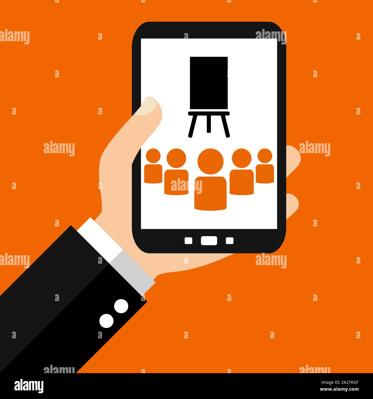 Digitale Bildung oder virtuelles Klassenzimmer auf dem Smartphone Stockfoto