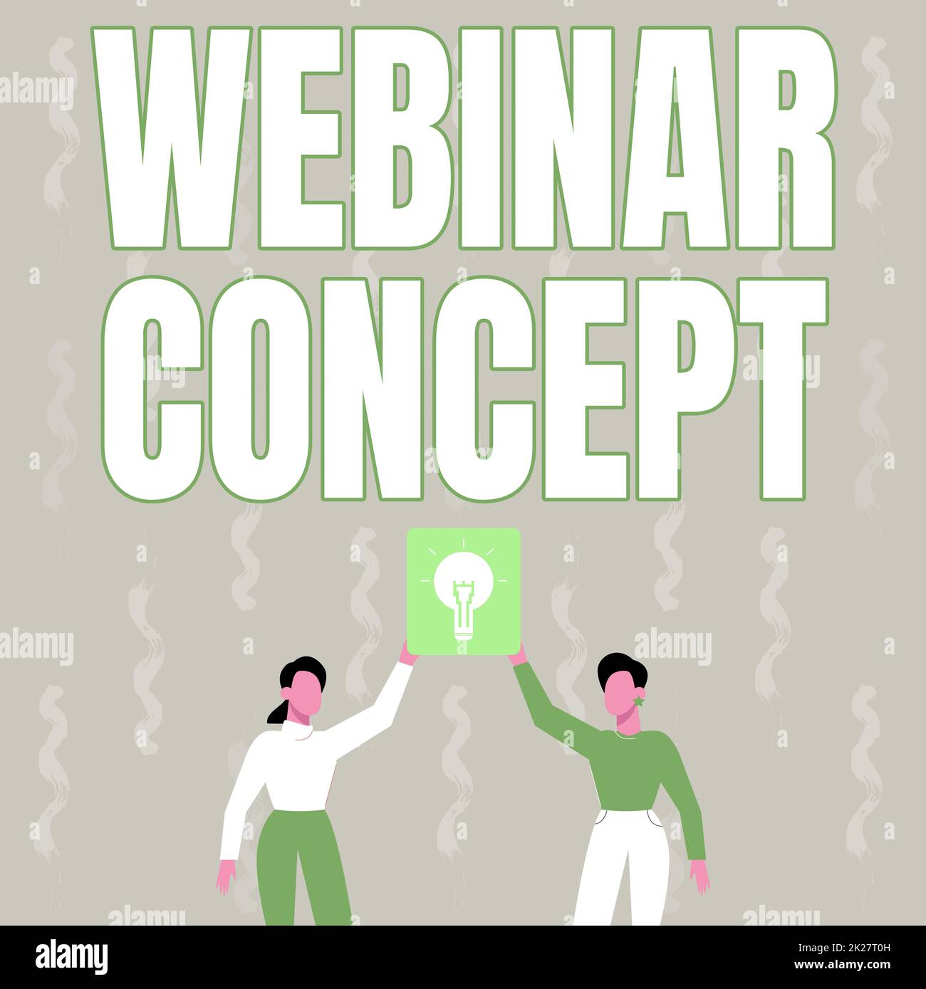 Handschriftliches Schild Webinar Konzept. Workshop oder Seminar zum Thema Internetkonzept, der über das Internet übertragen wird zwei Kollegen, die eine Lampe in der Hand halten und „New Achievement“ präsentieren. Stockfoto