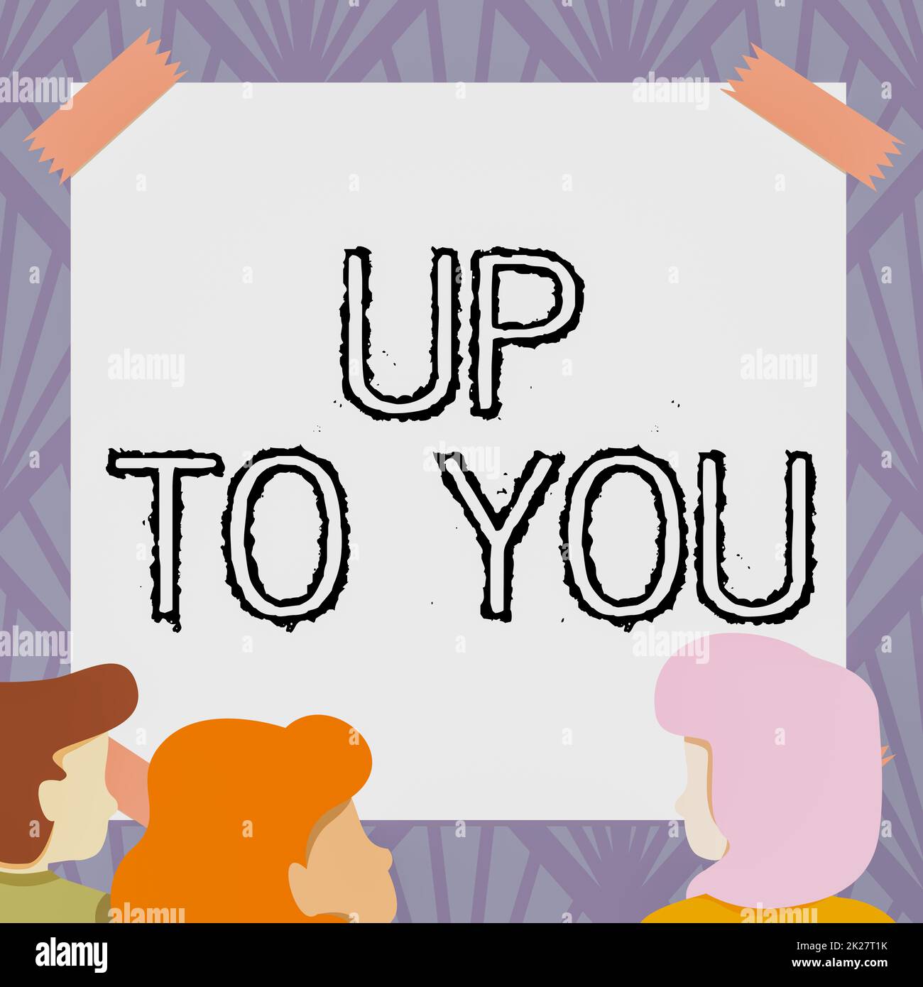 Die konzeptionelle Beschriftung liegt ganz bei Ihnen. Das Wort für „IT“ wird verwendet, um eine Entscheidung oder Entscheidungen einzelner Teammitglieder anzugeben, die sich das Whiteboard ansehen, um neue Lösungen zu finden Stockfoto