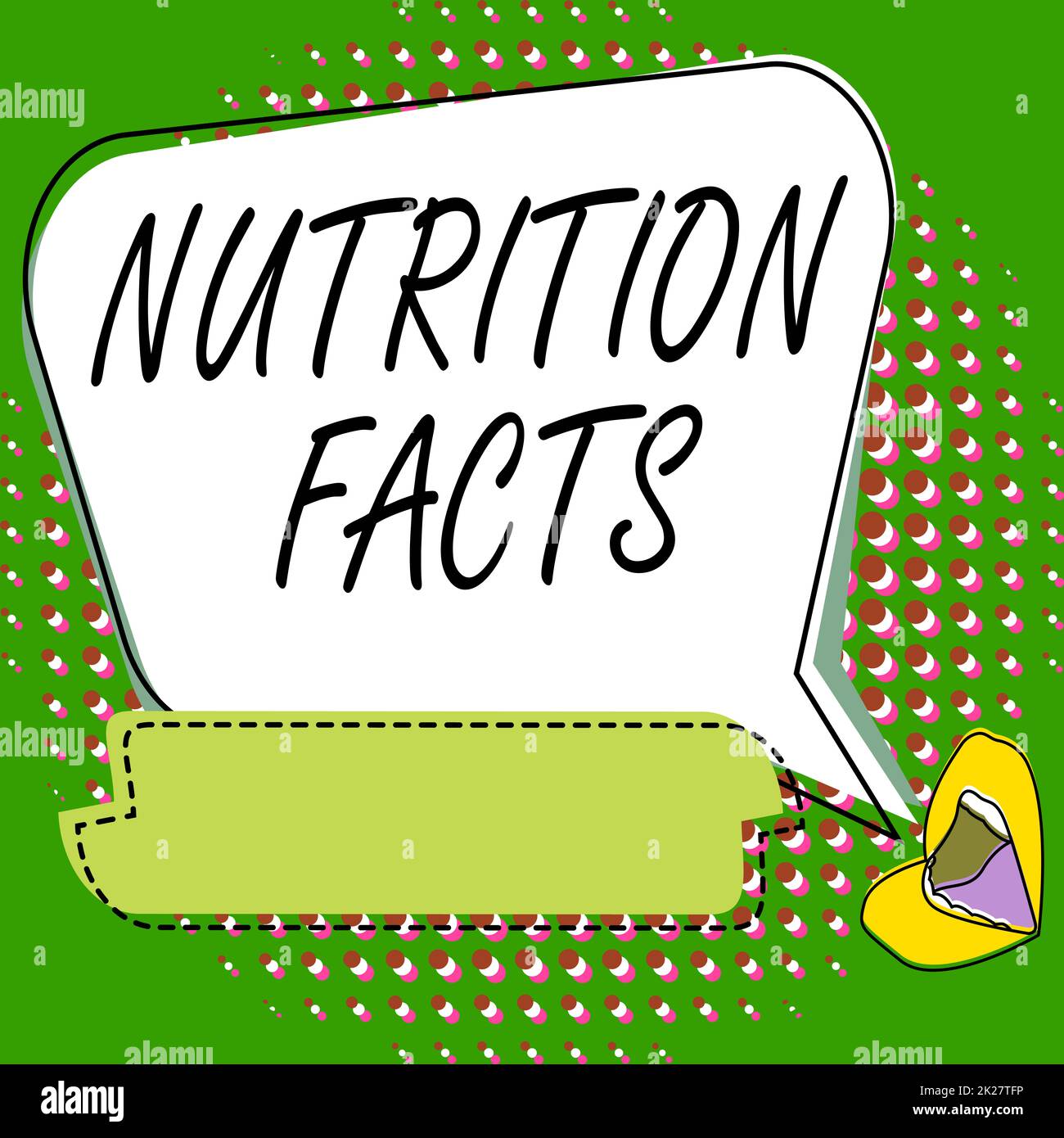 Text mit Fakten zur Inspiration. Konzept, das detaillierte Informationen über ein Lebensmittel bedeutet, ist der Nährstoffgehalt Lippen Zeichnen positive Kommentare Teilen gute Reaktionen durch Bubble. Stockfoto