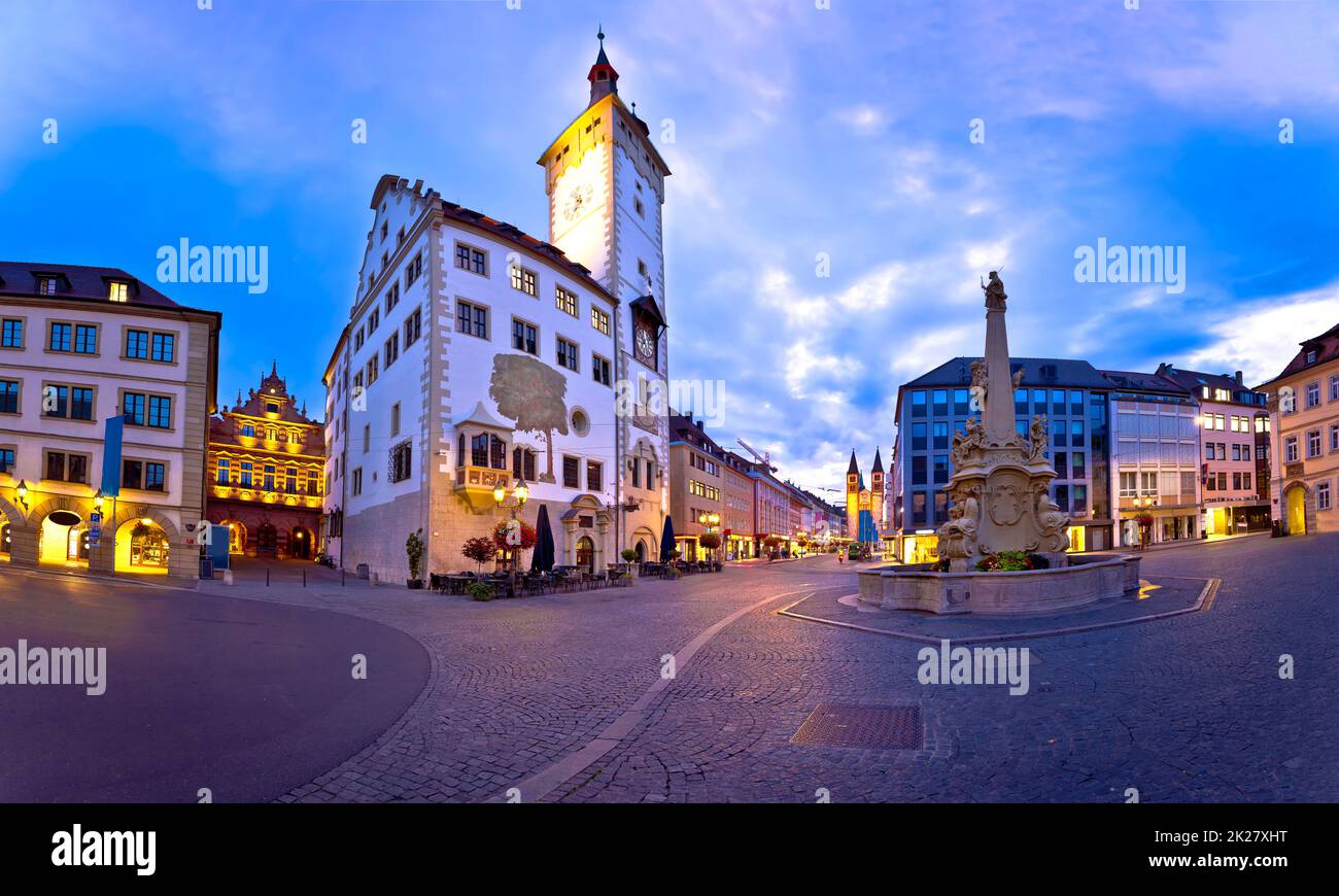 Würzburg. Abendlicher Blick auf die historische Altstadt von Würzburg Stockfoto